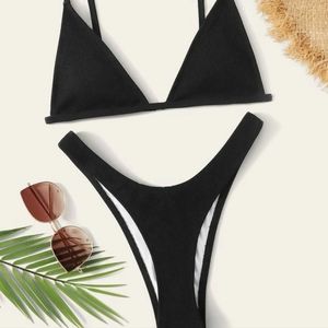 Blacked ribbed swimming suit